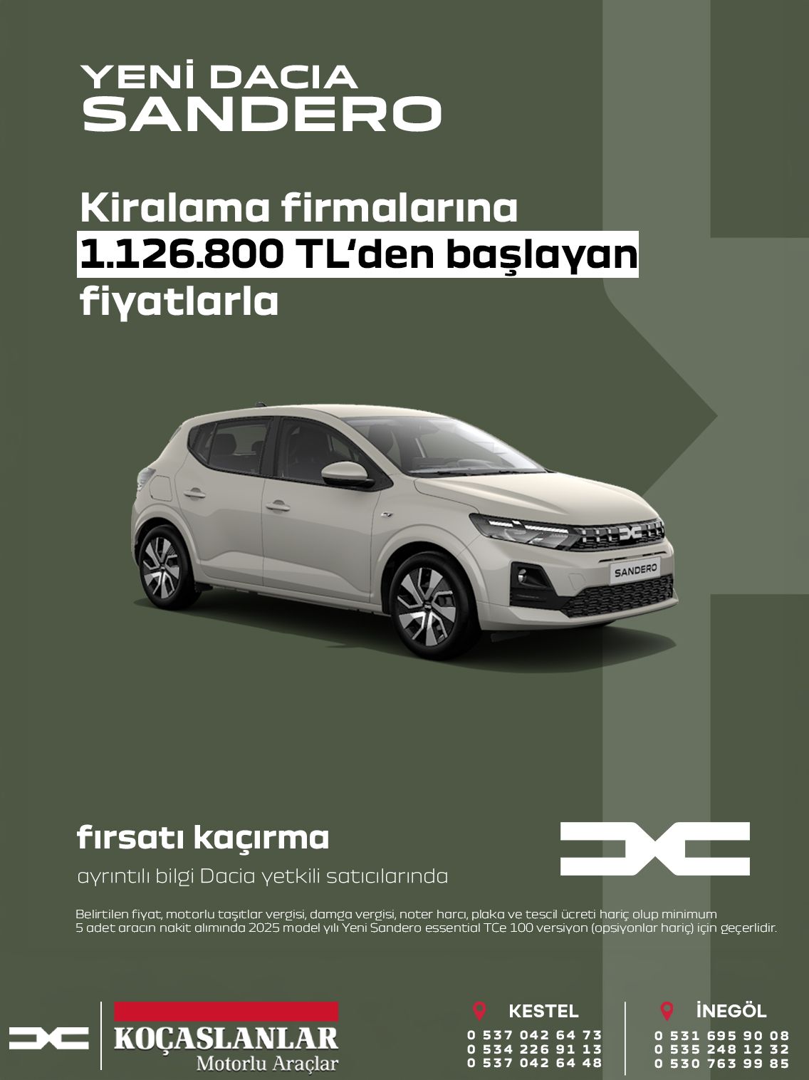 Yeni Dacia Sandero Kiralama Fırsatı! 